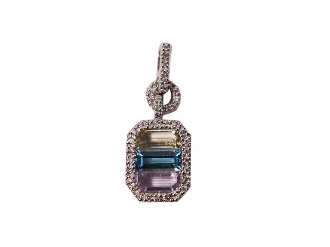 61593 zlaty privesek s diamanty a barevnymi kameny 1