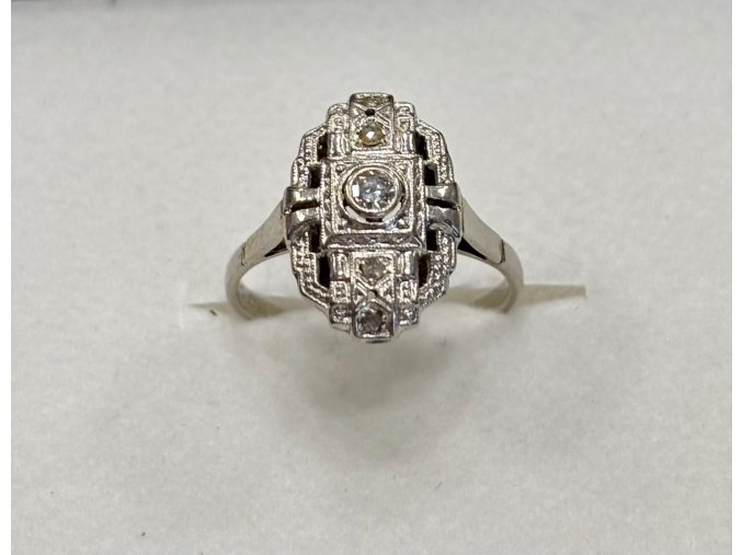 zlaty art deco prsten s briliantem 250784943