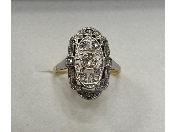 Zlatý prsten Art Deco s briliantem