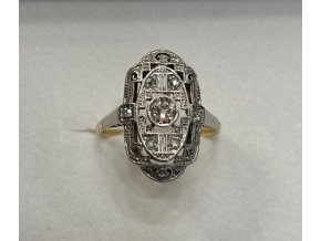 Zlatý prsten Art Deco s briliantem