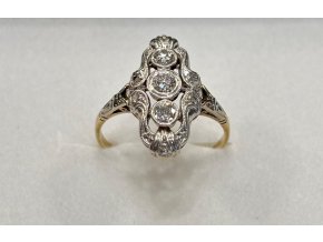 Zlatý Prvorepublikový prsten s brilianty