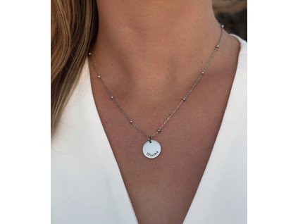 Náhrdelník Šťastná - farba strieborná