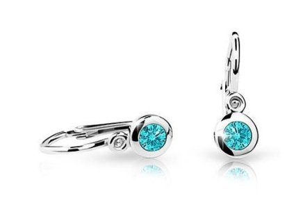 Dětské náušnice jednoduchý kamínek tyrkys