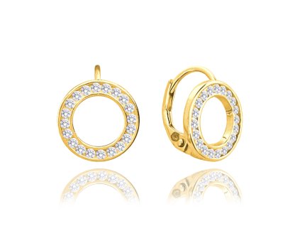 Pozlacené stříbrné náušnice KROUŽKY s bílými zirkony