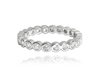 Kuličkový stříbrný prsten s bílými zirkony