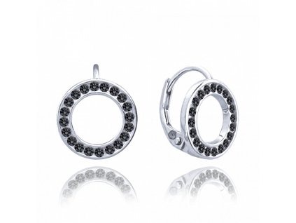 64701 1 minet stribrne nausnice krouzky s cernymi zirkony
