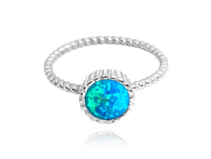 Stříbrný jednoduchý prsten s modrým opálem