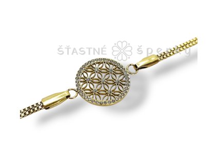 Ocelový pozlacený náramek květ