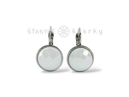 Ocelové náušnice keramika bílá kulaté