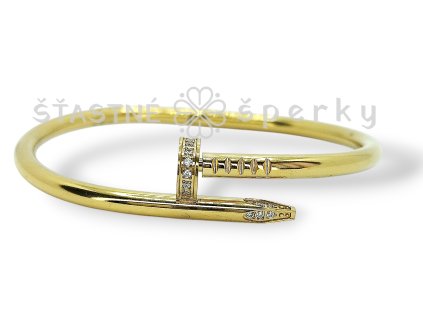 Ocelový náramek hřebík pozlacený kamínky
