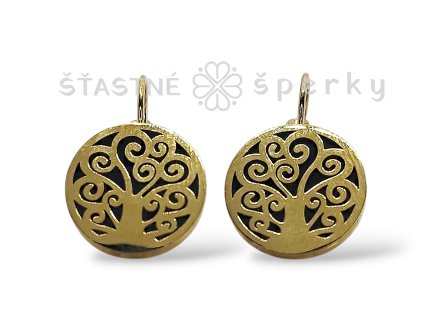 Ocelové náušnice pozlacené stromy života