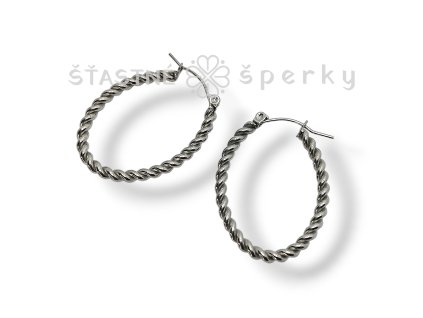 Ocelové oválné náušnice kruhy točené
