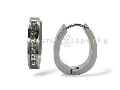 Ocelové náušnice kruhy oválné s kamínky