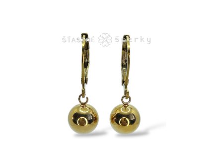 Ocelové náušnice koule pozlacené 8 mm