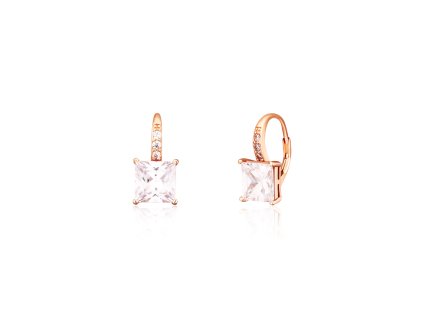 Nádherné rose náušnice se zirkony hranaté