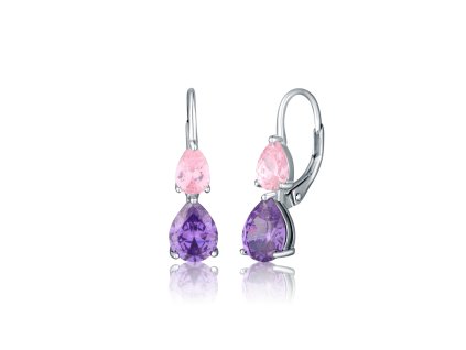 Stříbrné náušnice fialovo růžové