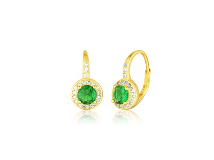 Stříbrné pozlacené náušnice zelené