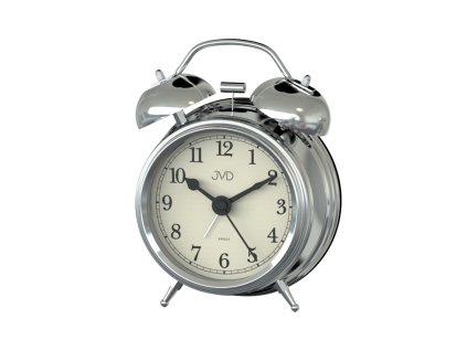 Kovový budík JVD stříbrný