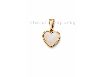 Ocelové pozlacené srdíčko s perletí