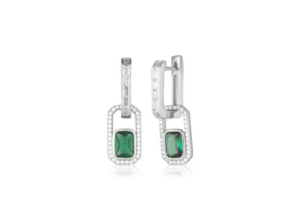 Stříbrný elegantní náušnice zelené 2v1