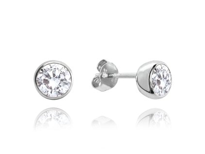 Stříbrné náušnice PECKY s bílými zirkony