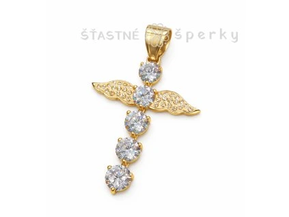 Ocelový pozlacený kříž s křídly