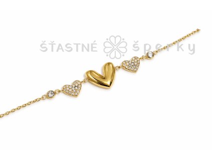 Ocelový pozlacený náramek šepot srdce