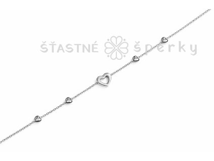 Ocelový náramek srdce v řadě