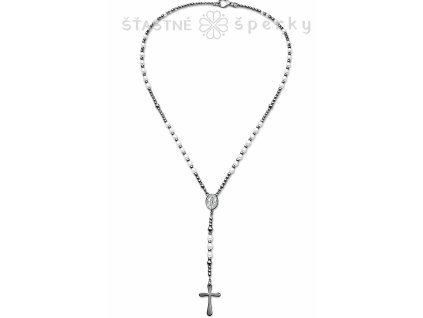 Ocelový růženec s bílými korálky