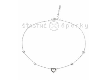 Ocelový náhrdelník srdce v řadě