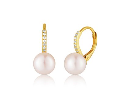 Stříbrné náušnice zlatý perlový lesk