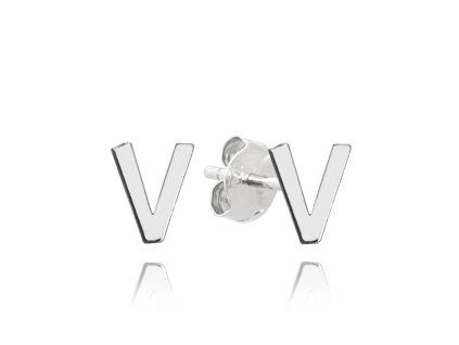 Stříbrné náušnice písmeno "V"