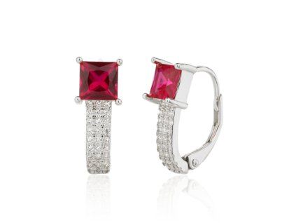 Stříbrné náušnice rubínová věž