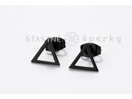 Ocelový náušnice trojúhelníky černé