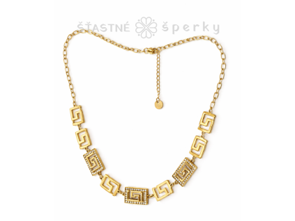 Ocelový náhrdelník zlatý labyrint