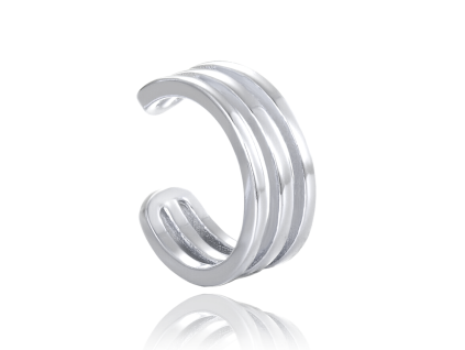 Moderní stříbrná záušnice TRIPLE LINE