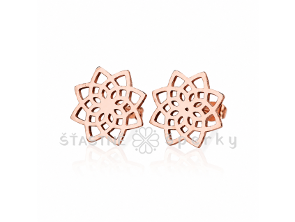 Ocelové náušnice mandala rose gold
