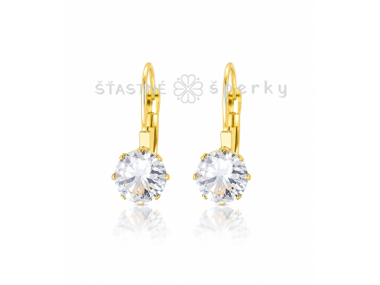 Ocelové pozlacené náušnice Aurora Crystal Silver