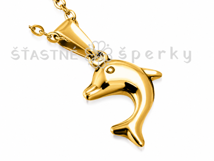 Ocelový pozlacený přívěsek delfín