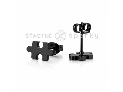 Ocelové náušnice puzzle černé