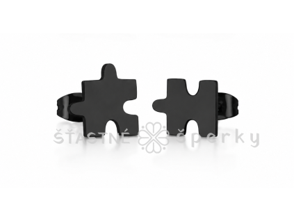 Ocelové náušnice puzzle černé