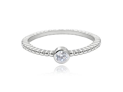 Kuličkový stříbrný prsten se zirkonem