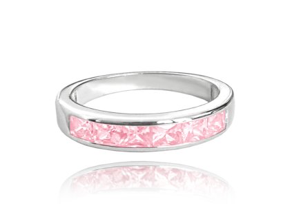Stříbrný prsten s velkými růžovými zirkony