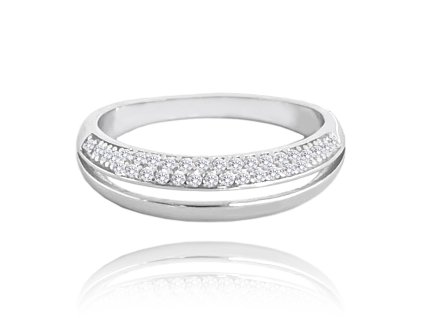 Dvojitý stříbrný prsten s bílými zirkony