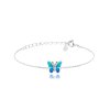 Třpytivý dětský stříbrný náramek MOTÝLEK s modrým opálem
