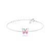 Třpytivý dětský stříbrný náramek MOTÝLEK s růžovým opálem
