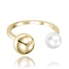 Stříbrný prsten s perličkou a kuličkou gold