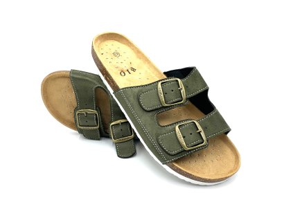 Pánské korkové biopantofle khaki