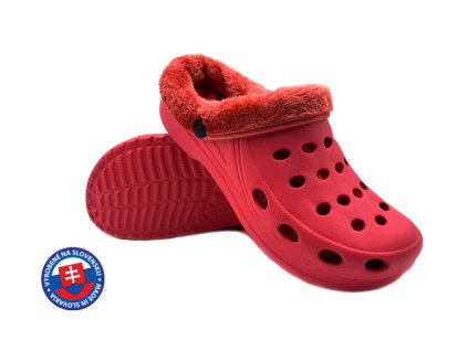 Dámské zateplené clogsy FLAMEshoes F 002 M červená