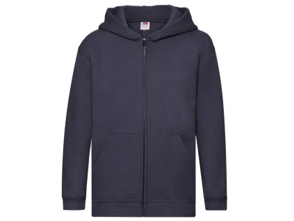 Dětská mikina Fruit of the Loom se zipem a kapucí tmavě modrá (Velikost 12/13 let)